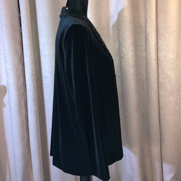 Vintage Crimson by Lawrence Kurtz Size PM Velour Open Front Cardigan - Picture 5 of 12